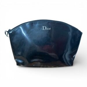 Dior Parfums Black Patent Vinyl Makeup Bag Cosmetic Pouch